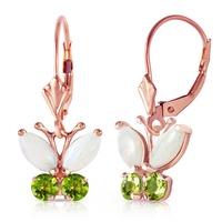 Opal and Peridot Butterfly Drop Earrings 1.39ctw in 9ct Rose Gold