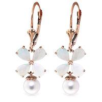 Opal and Pearl Drop Earrings 6.0ctw in 9ct Rose Gold