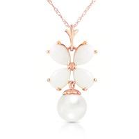 Opal and Pearl Blossom Pendant Necklace 3.0ctw in 9ct Rose Gold