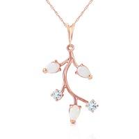 Opal and Aquamarine Vine Pendant Necklace 0.6ctw in 9ct Rose Gold