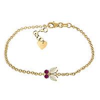 Opal and Ruby Adjustable Butterfly Bracelet 0.6ctw in 9ct Gold