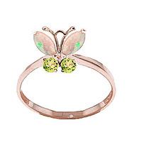 Opal and Peridot Butterfly Ring 0.7ctw in 9ct Rose Gold