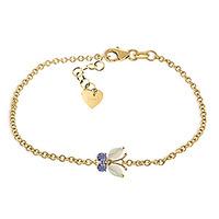 Opal and Tanzanite Adjustable Butterfly Bracelet 0.6ctw in 9ct Gold