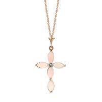 Opal and Diamond Vatican Cross Pendant Necklace 0.67ctw in 9ct Rose Gold