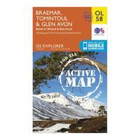 Ordnance Survey Explorer Active OL 58 Braemar, Tomintoul & Glen Avon Map, Orange