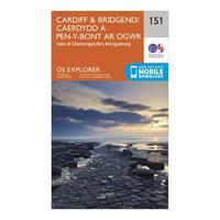 Ordnance Survey Explorer 151 Cardiff & Bridgend Map With Digital Version, Orange