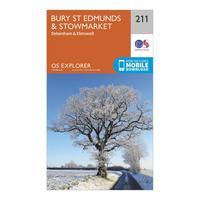 Ordnance Survey Explorer 211 Bury St Edmunds & Stowmarket Map With Digital Version, Orange