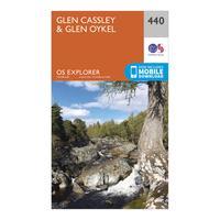 Ordnance Survey Explorer 440 Glen Cassley & Glen Oykel Map With Digital Version, Orange
