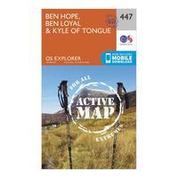 Ordnance Survey Explorer Active 447 Ben Hope, Ben Loyal & Kyle of Tongue Map With Digital Version, Orange
