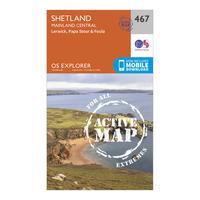 Ordnance Survey Explorer Active 467 Shetland - Mainland Central Map With Digital Version, Orange
