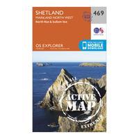 Ordnance Survey Explorer Active 469 Shetland - Mainland North West Map With Digital Version, Orange