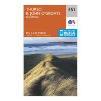 Ordnance Survey Explorer 451 Thurso & John o\'Groats Map With Digital Version, Orange