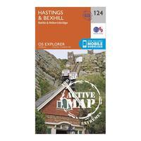 ordnance survey explorer active 124 hastings bexhill map with digital  ...