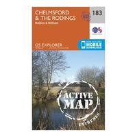 Ordnance Survey Explorer Active 183 Chelmsford & The Rodings Map With Digital Version, Orange