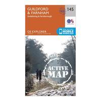 Ordnance Survey Explorer Active 145 Guildford & Farnham Map With Digital Version, Orange