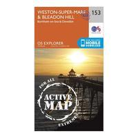 Ordnance Survey Explorer Active 153 Weston-Super-Mare & Bleadon Hill Map With Digital Version, Orange
