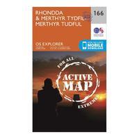 Ordnance Survey Explorer Active 166 Rhondda & Merthyr Tydfil Map With Digital Version, Orange