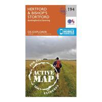 Ordnance Survey Explorer Active 194 Hertford & Bishop\'s Stortford Map With Digital Version, Orange