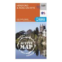 Ordnance Survey Explorer Active 189 Hereford & Ross-on-Wye Map With Digital Version, Orange