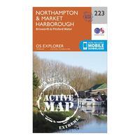 Ordnance Survey Explorer Active 223 Northampton & Market Harborough Map With Digital Version, Orange