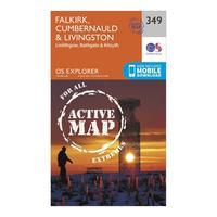 Ordnance Survey Explorer Active 349 Falkirk, Cumbernauld & Livingston Map With Digital Version, Orange