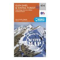 Ordnance Survey Explorer Active 414 Glan Shiel & Kintail Forest Map With Digital Version, Orange