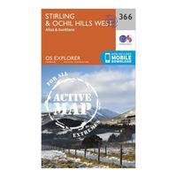 Ordnance Survey Explorer Active 366 Stirling & Ochil Hills West Map With Digital Version, Orange