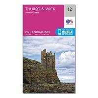 Ordnance Survey Landranger 12 Thurso & Wick, John O\'Groats Map With Digital Version, Orange