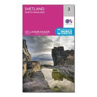 Ordnance Survey Landranger 3 Shetland North Mainland Map With Digital Version, Orange