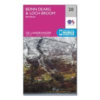 Ordnance Survey Landranger 20 Beinn Dearg & Loch Broom, Ben Wyvis Map With Digital Version, Orange