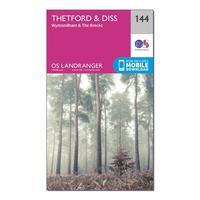 Ordnance Survey Landranger 144 Thetford & Diss, Breckland & Wymondham Map With Digital Version, Orange