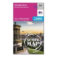 Ordnance Survey Landranger Active 66 Edinburgh, Penicuik & North Berwick Map With Digital Version, Orange