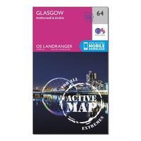 Ordnance Survey Landranger Active 64 Glasgow, Motherwell & Airdrie Map With Digital Version, Orange