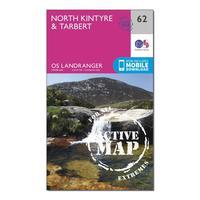 Ordnance Survey Landranger Active 62 North Kintyre & Tarbert Map With Digital Version, Orange