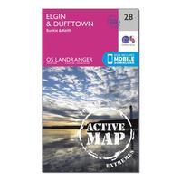 Ordnance Survey Landranger Active 28 Elgin, Dufftown, Buckie & Keith Map With Digital Version, Orange