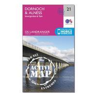 Ordnance Survey Landranger Active 21 Dornoch & Alness, Invergordon & Tain Map With Digital Version, Orange