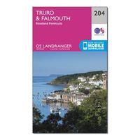 Ordnance Survey Landranger 204 Truro & Falmouth, Roseland Peninsula Map With Digital Version, Orange