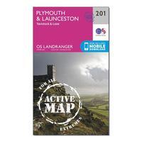 Ordnance Survey Landranger Active 201 Plymouth, Launceston, Tavistock & looe Map With Digital Version, Orange