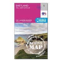 Ordnance Survey Landranger Active 1 - Shetland Yell, Unst and Fetlar Map With Digital Version, Orange