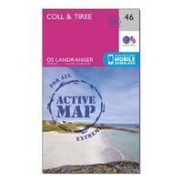 Ordnance Survey Landranger Active 46 Coll & Tiree Map With Digital Version, Orange