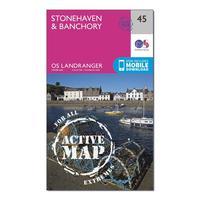 Ordnance Survey Landranger Active 45 Stonehaven & Banchory Map With Digital Version, Orange