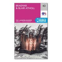 Ordnance Survey Landranger 43 Braemar & Blair Atholl Map With Digital Version, Orange