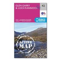 Ordnance Survey Landranger Active 42 Glen Garry & Loch Rannoch Map With Digital Version, Orange