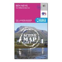 Ordnance Survey Landranger Active 41 Ben Nevis, Fort William & Glen Coe Map With Digital Version, Orange