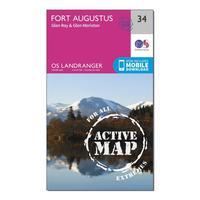 Ordnance Survey Landranger Active 34 Fort Augustus, Glen Roy & Glen Moriston Map With Digital Version, Orange