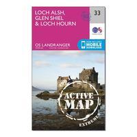 Ordnance Survey Landranger Active 33 Loch Alsh, Glen Shiel & Loch Hourn Map With Digital Version, Orange
