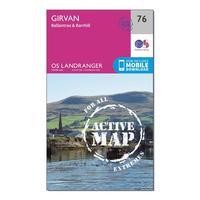 Ordnance Survey Landranger Active 76 Girvan, Ballantrae & Barrhill Map With Digital Version, Orange