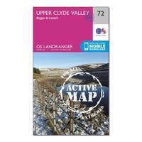 Ordnance Survey Landranger Active 72 Upper Clyde Valley, Biggar & Lanark Map With Digital Version, Orange