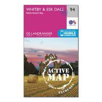 Ordnance Survey Landranger Active 94 Whitby, Esk Dale & Robin Hood\'s Bay Map With Digital Version, Orange
