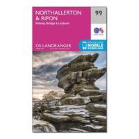 Ordnance Survey Landranger 99 Northallerton & Ripon, Pateley Bridge & Leyburn Map With Digital Version, Orange